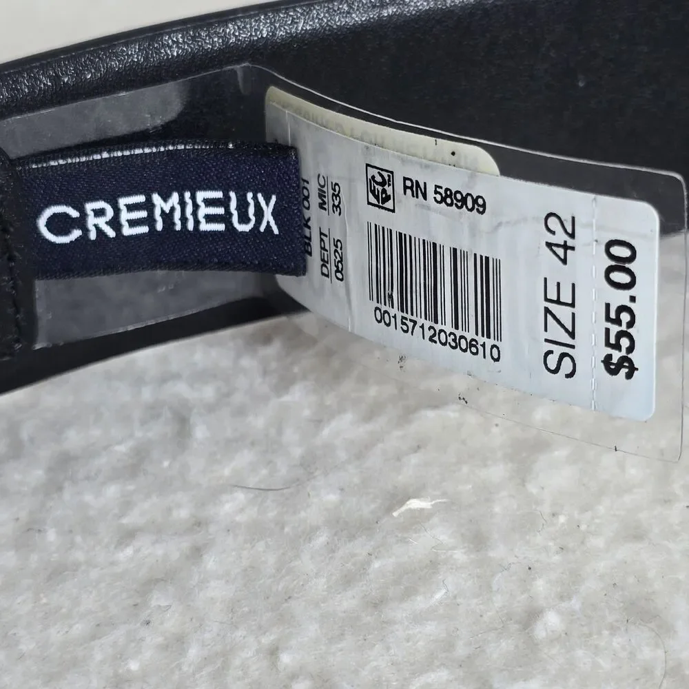 Daniel Cremieux Worn Black Italian Full Grain Leather Dress Belt - Men's Size 42